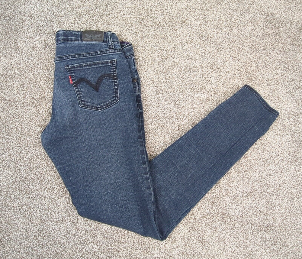 Vtg Levis Leggings Juniors 16 Faded Black Denim Stretch Jean